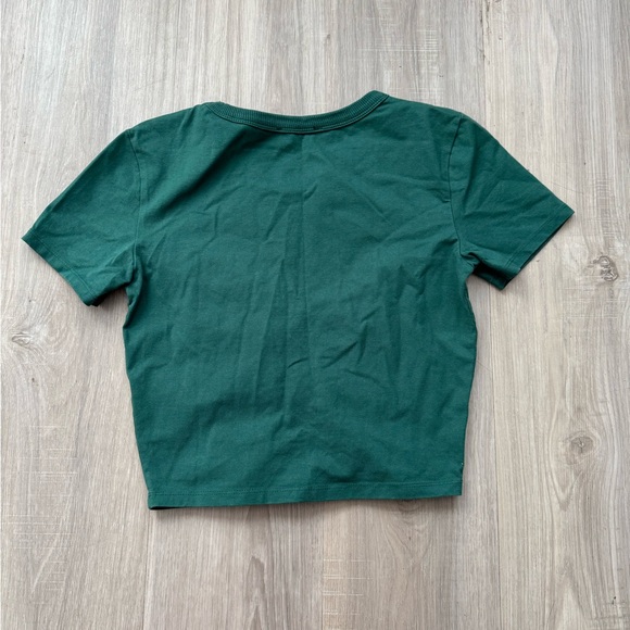 Zara Dark Green Ruched Short Sleeve Tee - Picture 2 of 5